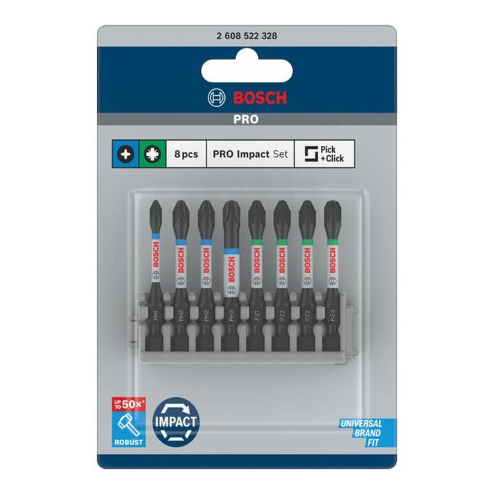 Bosch Schrauberbit-Set Impact Control 8-teilig PH1 3x PH2 PH3 2 x PZ2 PZ3 50 mm