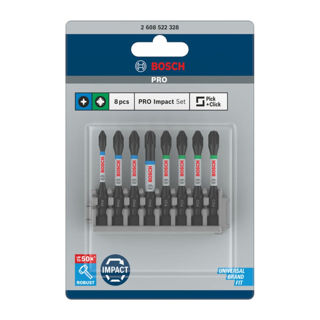 Bosch Schrauberbit-Set Impact Control 8-teilig PH1 3x PH2 PH3 2 x PZ2 PZ3 50 mm