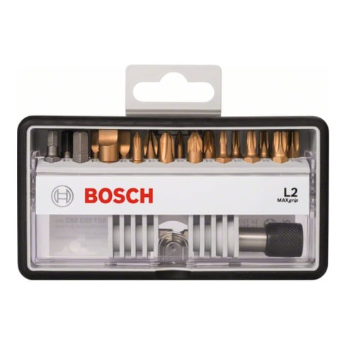 Bosch Schrauberbit-Set Robust Line L Max Grip 18 + 1-teilig 25mm PH PZ T, LS HEX