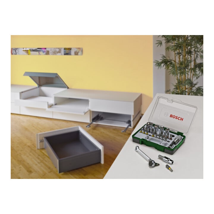 Bosch schroevendraaier bit en ratel set, 27 stuks