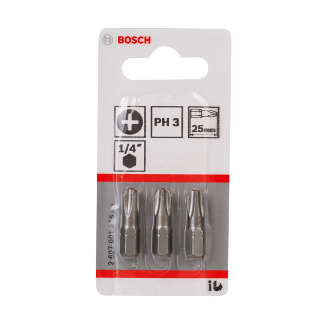 Bosch kruiskop bit, L25 mm, 1/4" aandrijving, set van 3