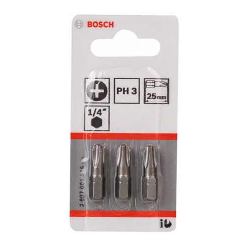 Bosch kruiskop bit, L25 mm, 1/4" aandrijving, set van 3