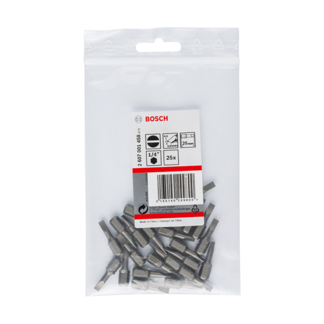 Bosch schroevendraaier bit extra-hard, S 0,5 x 4,0, 25 mm
