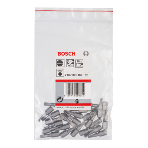 Bosch schroevendraaier bit extra-hard, S 0,6 x 4,5, 25 mm
