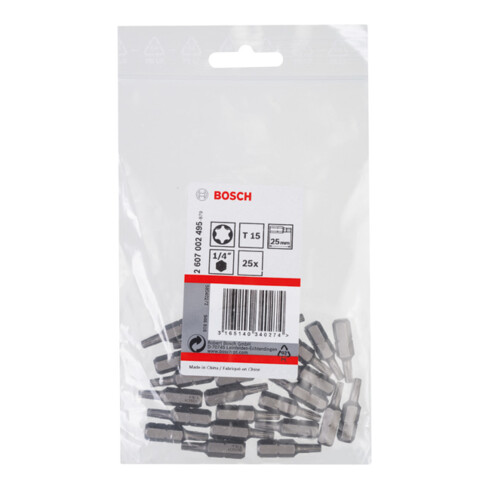 Bosch TX bit, L25 mm, 1/4" aandrijving, extra hard, set van 10