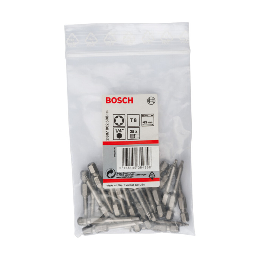 Bosch schroevendraaier bit extra-hard, T8, 49 mm