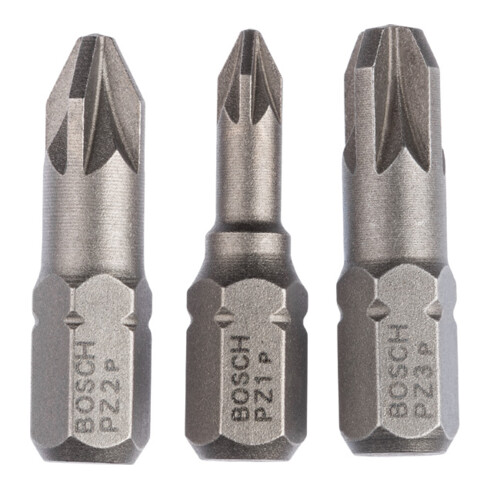 Bosch schroevendraaier bit set extra-hard (PZ), PZ1, PZ2, PZ3, 25 mm