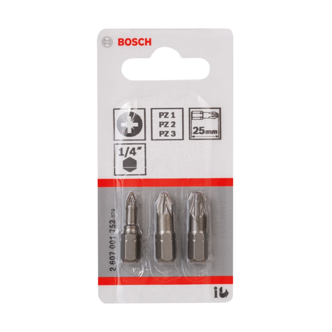 Bosch schroevendraaier bit set extra-hard (PZ), PZ1, PZ2, PZ3, 25 mm