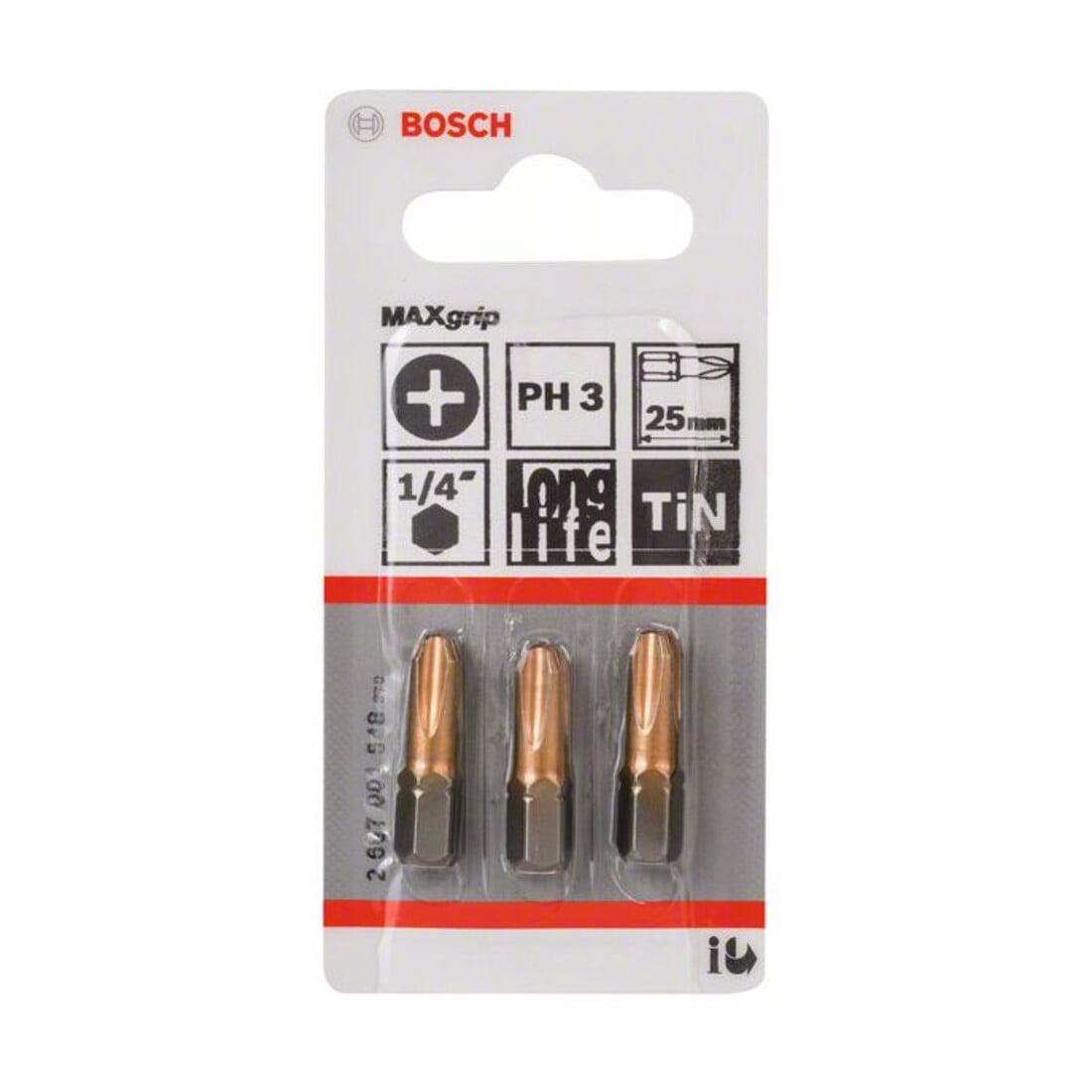 Bosch PhillipsMaxGrip bit, L25 mm, 1/4" aandrijving, set van 3