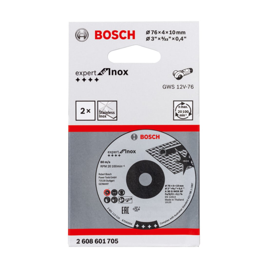 Bosch Schruppscheibe Expert for Inox A 30 Q INOX BF 76 x 4 x 10 mm 2 Stck