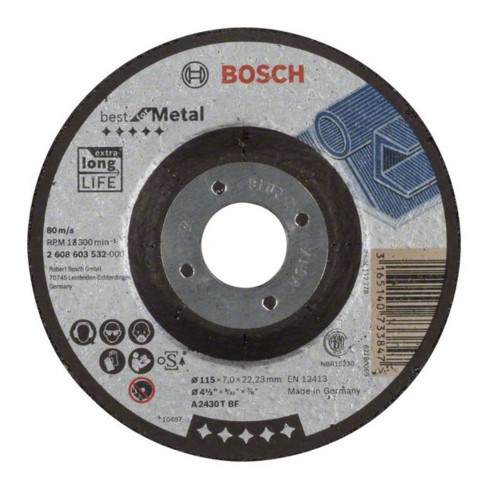 Bosch Schruppscheibe gekröpft Best for Metal A 2430 T BF 115 mm 22,23 mm 7 mm