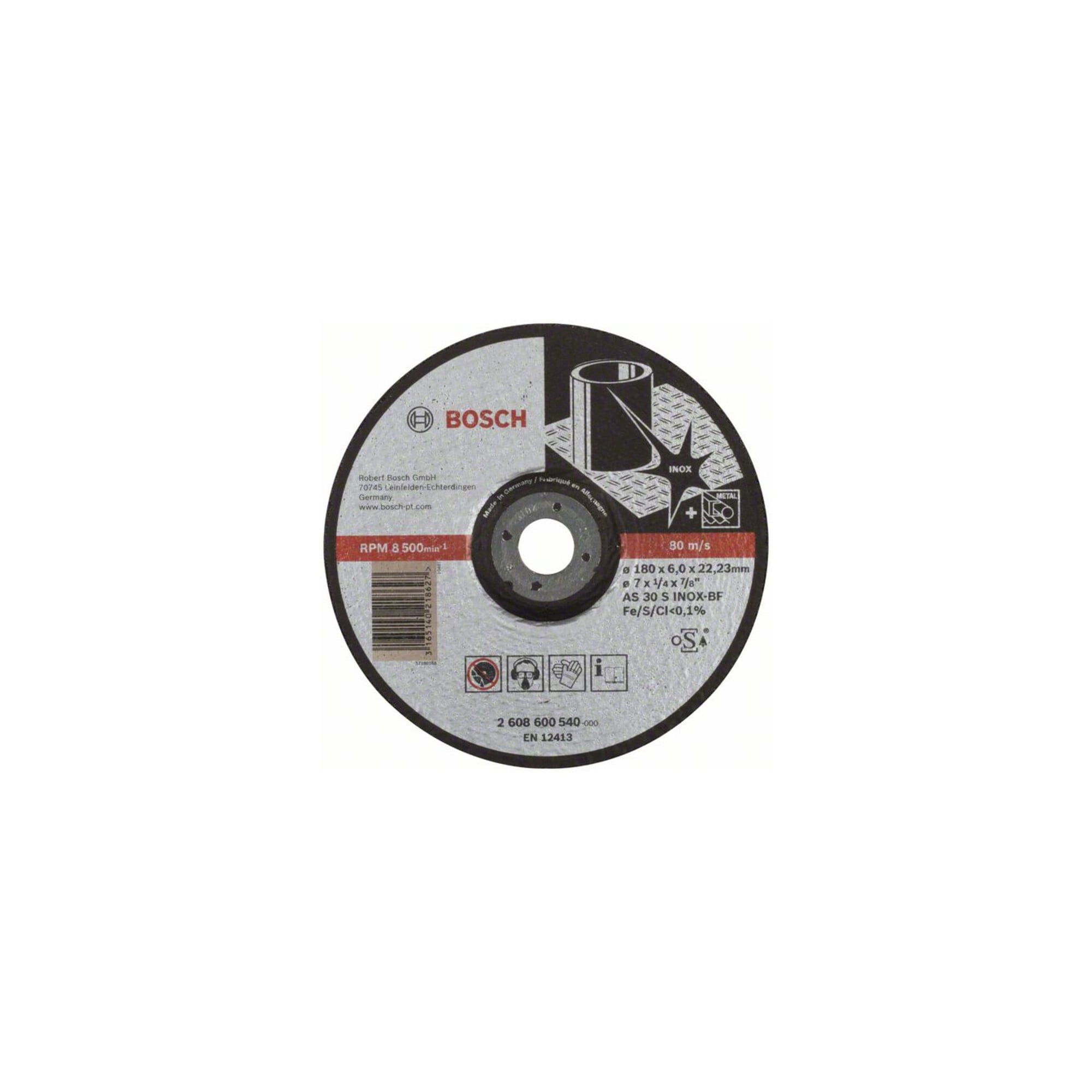 BOSCH Schruppscheibe gekröpft Expert for Inox AS 30 S INOX BF 180 mm 22,23 mm 6 mm