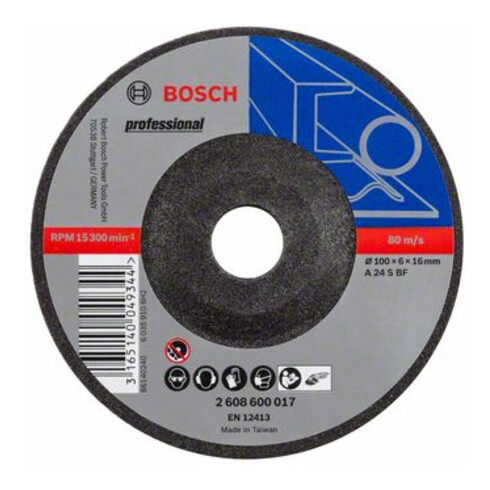Bosch Schruppscheibe gekröpft Expert for Metal A 24 S BF, 100 mm, 16,00 mm, 6,0 mm