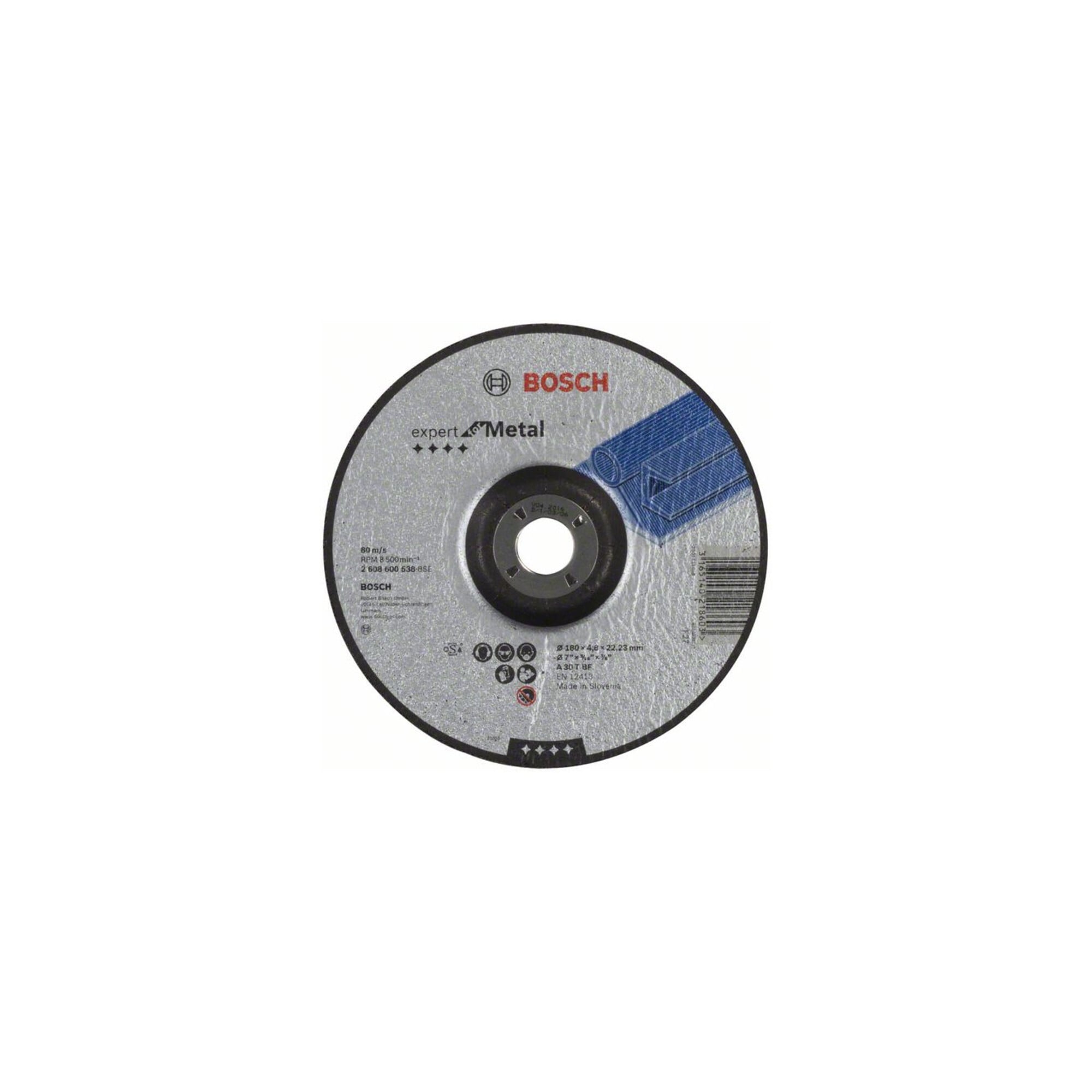 BOSCH Schruppscheibe gekröpft Expert for Metal A 30 T BF, 180 mm, 22,23 mm, 4,8 mm