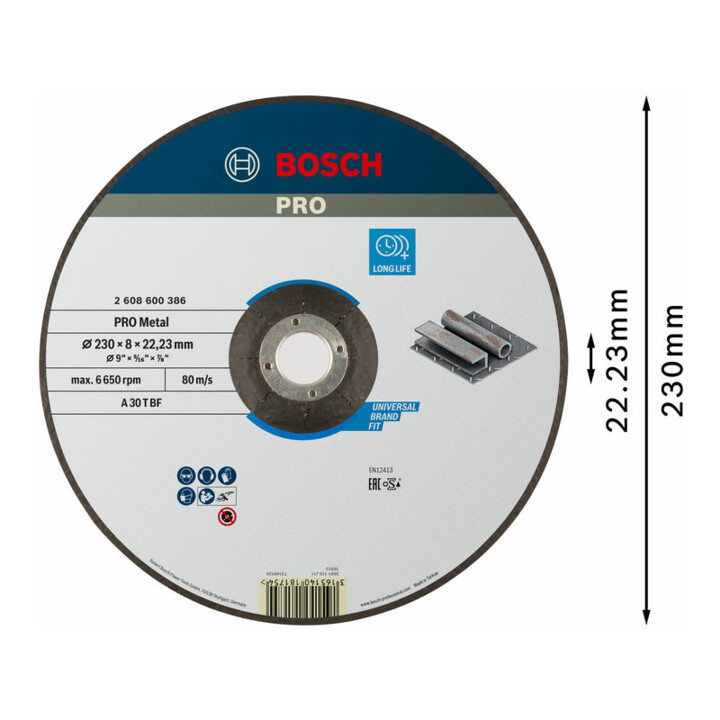 Bosch Schruppscheibe gekröpft Expert for Metal A 30 T BF 230 mm 22,23 mm 8 mm