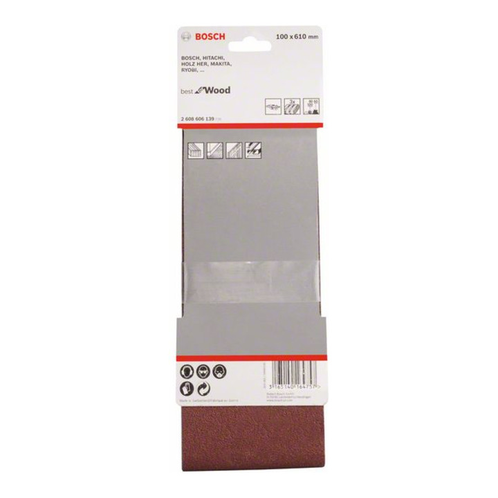 Bosch schuurbandenset X440 Best for Wood and Paint 3-delig 100 x 610 mm 60,80,100