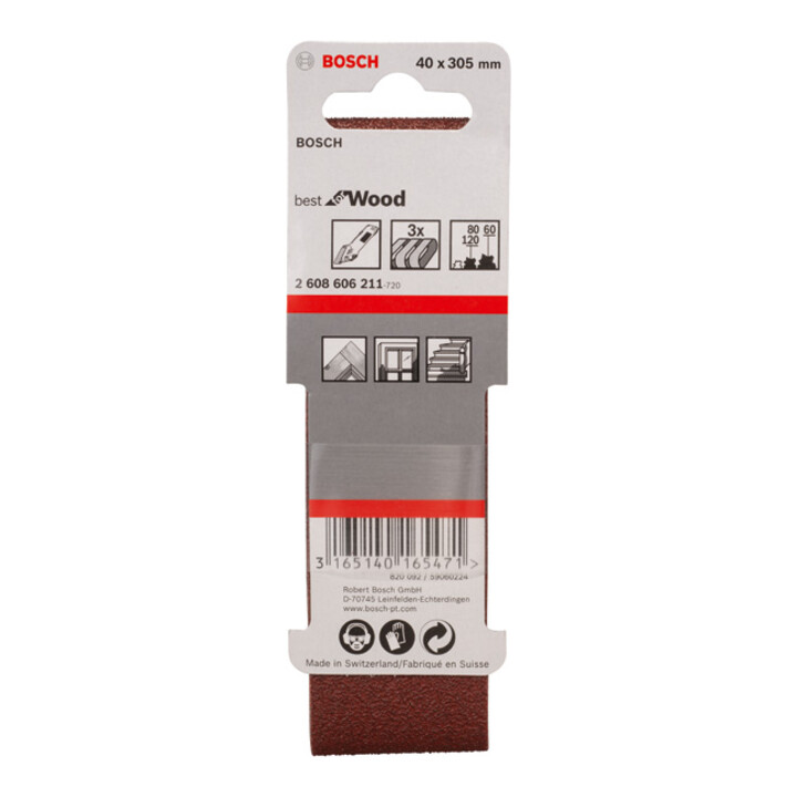 Bosch schuurbandenset X440 Best for Wood and Paint 3-delig 40 x 305 mm 60 80,120