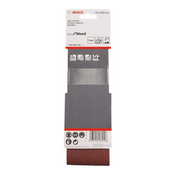 Bosch schuurbandenset X440 Best for Wood and Paint 3-delig 75 x 533 mm 60 80,100