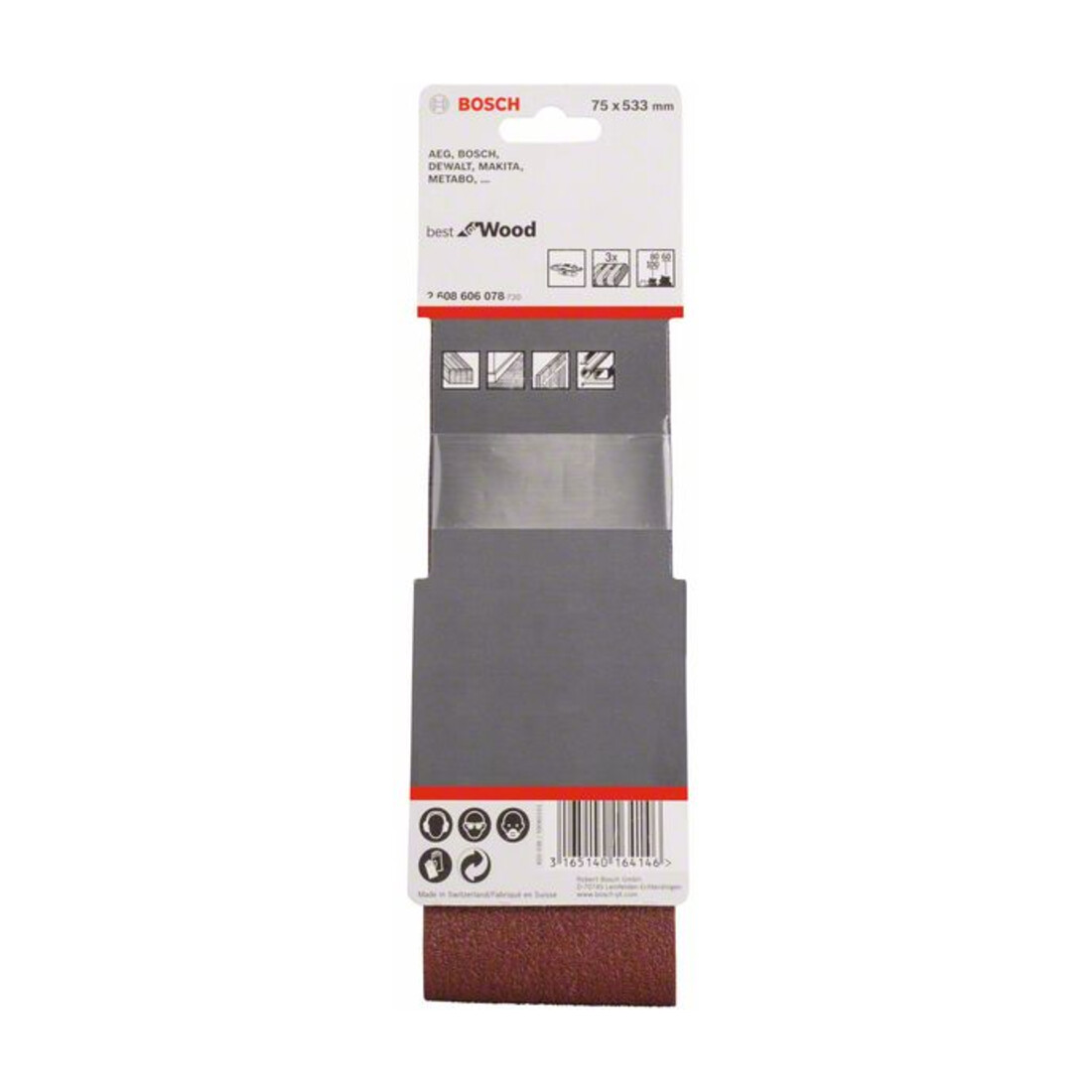 Bosch schuurbandenset X440 Best for Wood and Paint 3-delig 75 x 533 mm 60 80,100