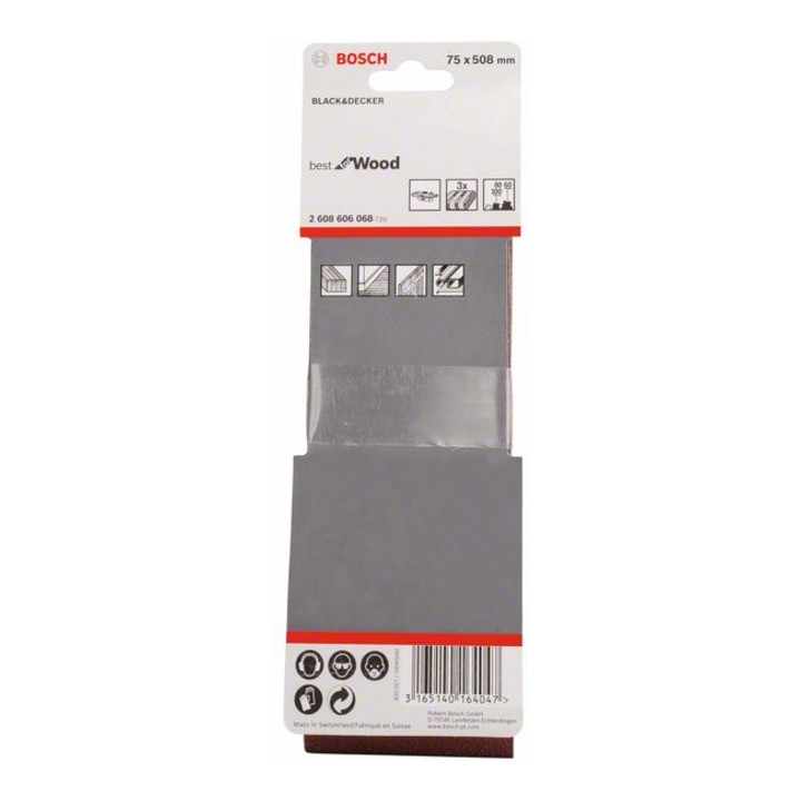 Bosch schuurbandenset X440 Best for Wood and Paint 3-delig 75 x 508 mm 60 80,100