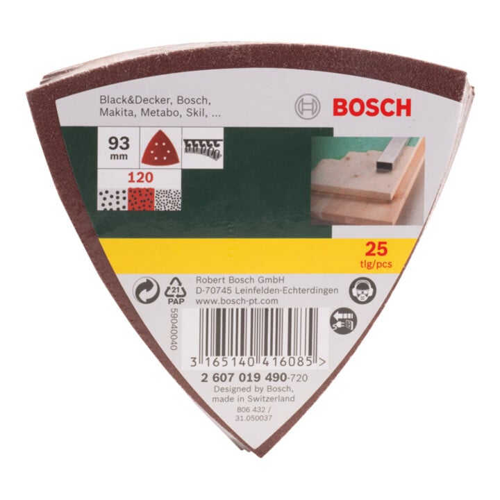 Bosch schuurbladen-set voor delta-schuurmachine, 93 mm, 120