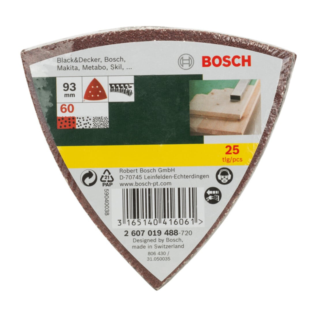 Bosch schuurbladen-set voor delta-schuurmachine, 93 mm, 60