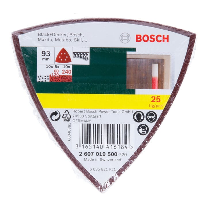Bosch schuurbladen-set voor delta-schuurmachine, 93 mm, 60 - 240