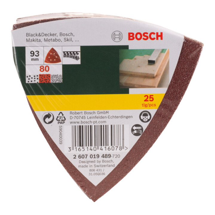 Bosch schuurbladen-set voor delta-schuurmachine, 93 mm, 80