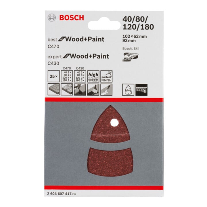 Bosch schuurbladset C470 en C430 102 x 62 93 mm 40 - 180