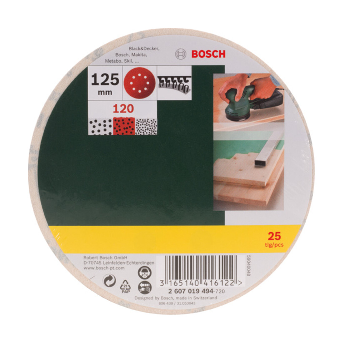 Bosch schuurbladset voor excenterschuurmachines, ongeperforeerd, 125 mm
