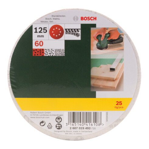 Bosch schuurbladset voor excenterschuurmachines, ongeperforeerd, 125 mm