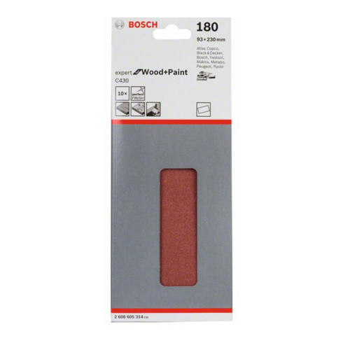 Bosch schuurpapier C430 93 x 230 mm 180 ongeperforeerd gespannen