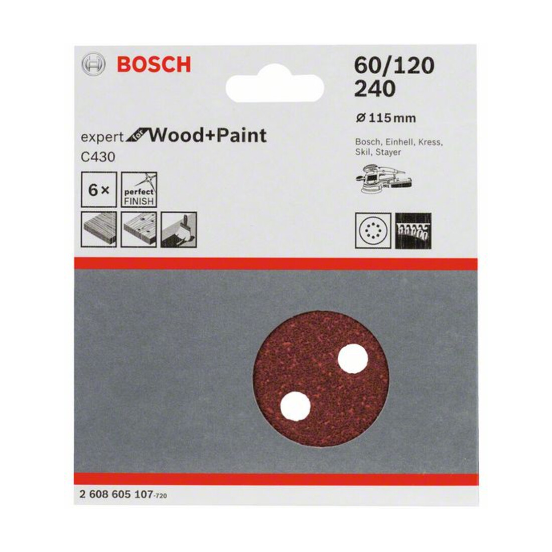 Bosch schuurvel C430 115 mm 60 120 240 8 gaten klittenband