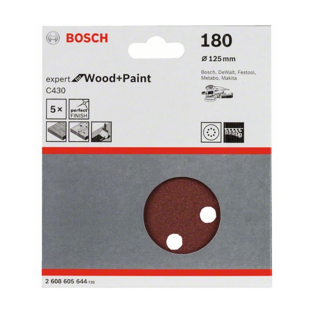 Bosch schuurvel C430 125 mm 180 8 gaten klittenband