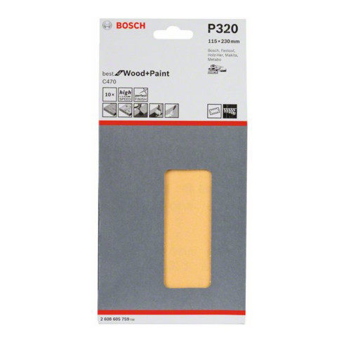 Bosch schuurvel C470, 14 gaten, klittenband, 115 x 230 mm, 320
