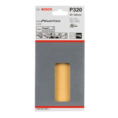Bosch schuurvel C470, 8 gaten, klittenband, 93 x 186 mm, 320