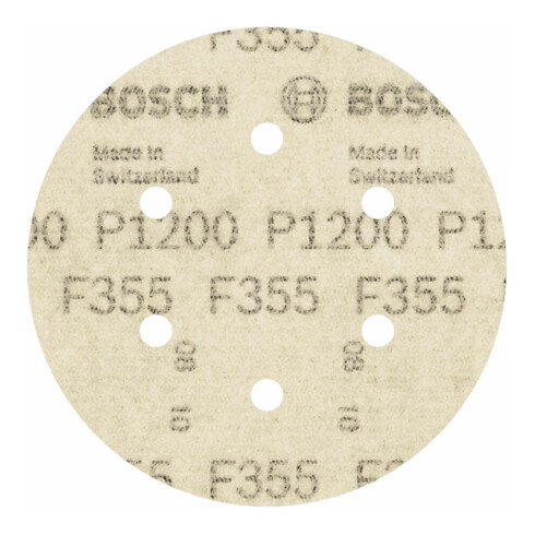 Bosch schuurvel F355, 6 gaten, klittenband 6 mm 150 mm