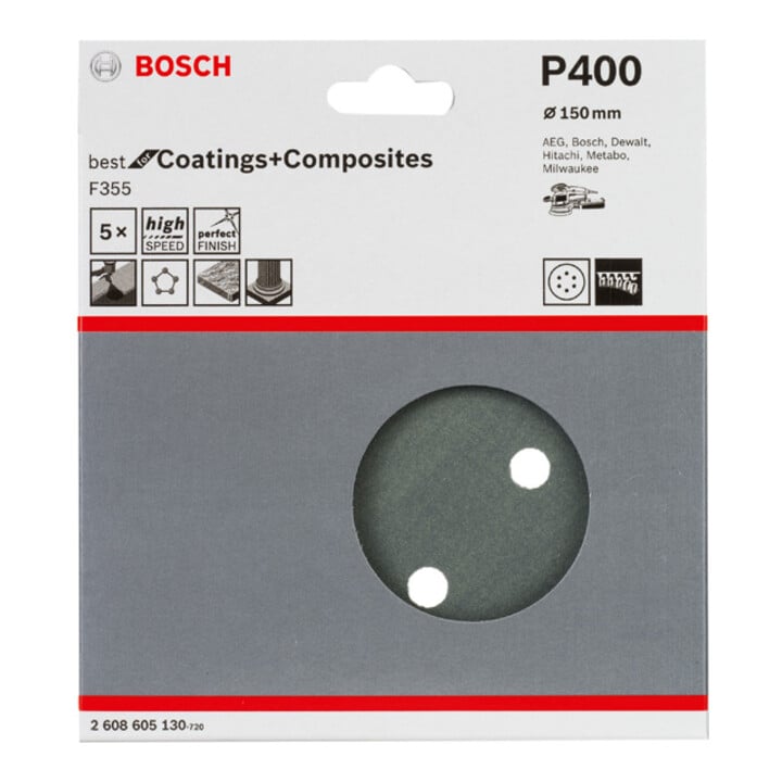 Bosch schuurvel F355 150 mm 400 6 gaten klittenband