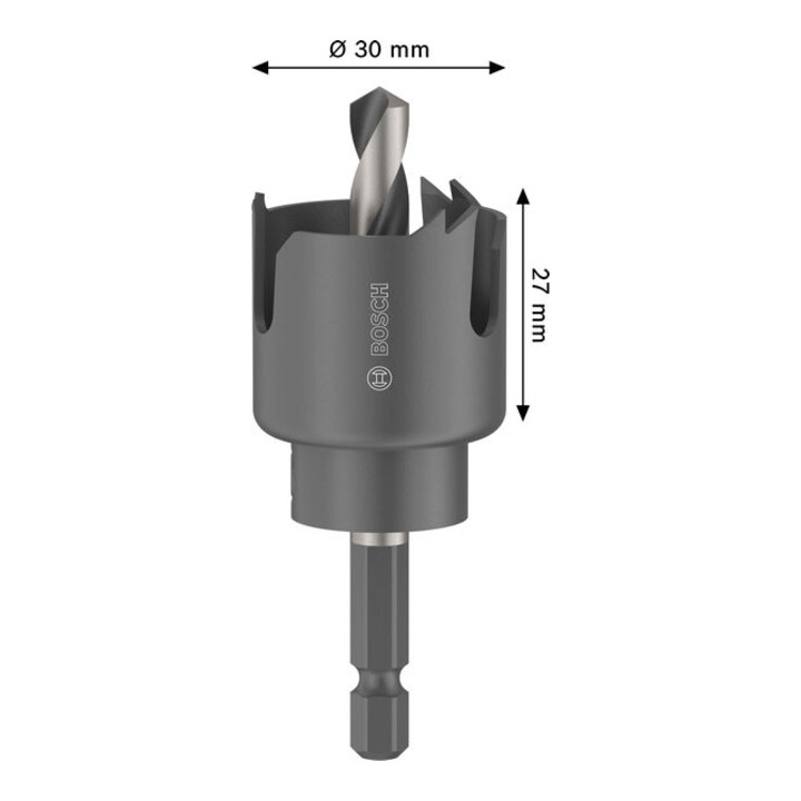 Bosch Scie-cloche pour bois et plaques de plâtre avec porte-outil, 30 x 27 mm
