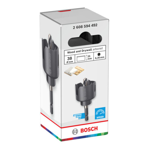 Bosch Scie-cloche pour bois et plaques de plâtre avec porte-outil, 38 x 27 mm