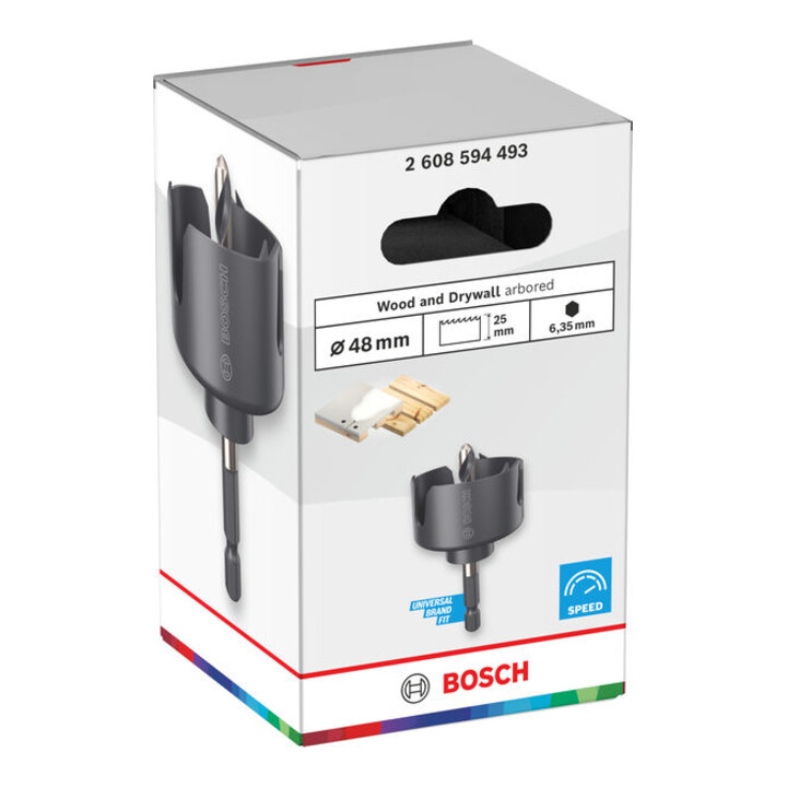 Bosch Scie-cloche pour bois et plaques de plâtre avec porte-outil, 48 x 27 mm