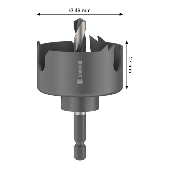 Bosch Scie-cloche pour bois et plaques de plâtre avec porte-outil, 48 x 27 mm