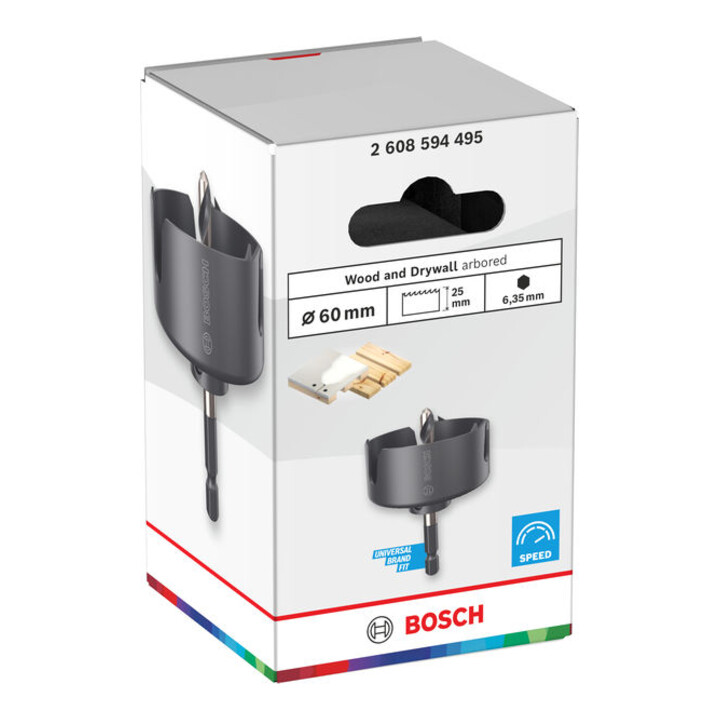 Bosch Scie-cloche pour bois et plaques de plâtre avec porte-outil, 60 x 27 mm