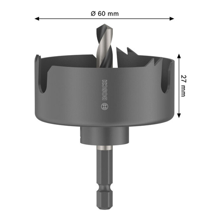 Bosch Scie-cloche pour bois et plaques de plâtre avec porte-outil, 60 x 27 mm