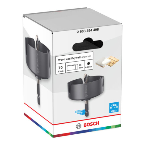 Bosch Scie cloche pour bois et plaques de plâtre avec porte-outil, 70 x 27 mm