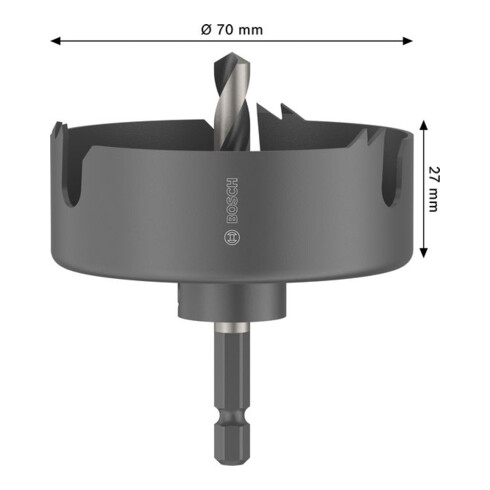 Bosch Scie cloche pour bois et plaques de plâtre avec porte-outil, 70 x 27 mm