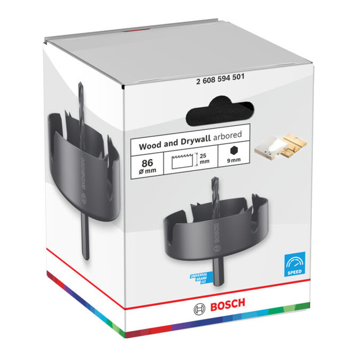 Bosch Scie-cloche pour bois et plaques de plâtre avec porte-outil, 86 x 27 mm