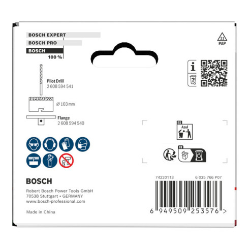 Bosch Scie-cloche pour briques et carreaux souples avec porte-outil, 103 x 60 mm