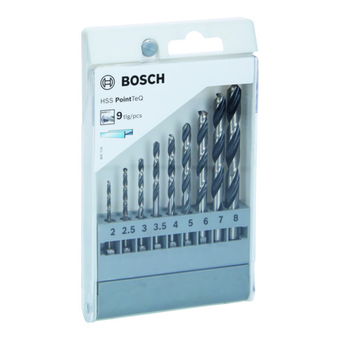 Bosch Sechskantbohrer HSS PointTeQ-Set, 9-tlg. 2/2.5/3/3.5/4/5/6/7/8 mm
