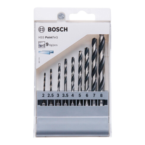 Bosch Sechskantbohrer HSS PointTeQ-Set, 9-tlg. 2/2.5/3/3.5/4/5/6/7/8 mm